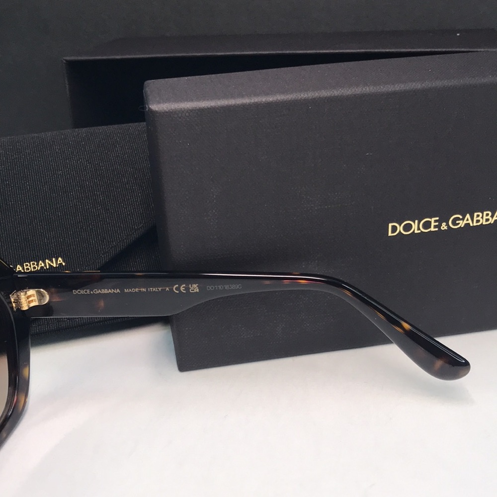 New Auth Dolce & Gabbana DG 4406 Havana Geometric Sunglasses - Picture 8 of 13